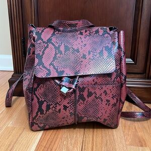 Zara snakeskin backpack, red/black